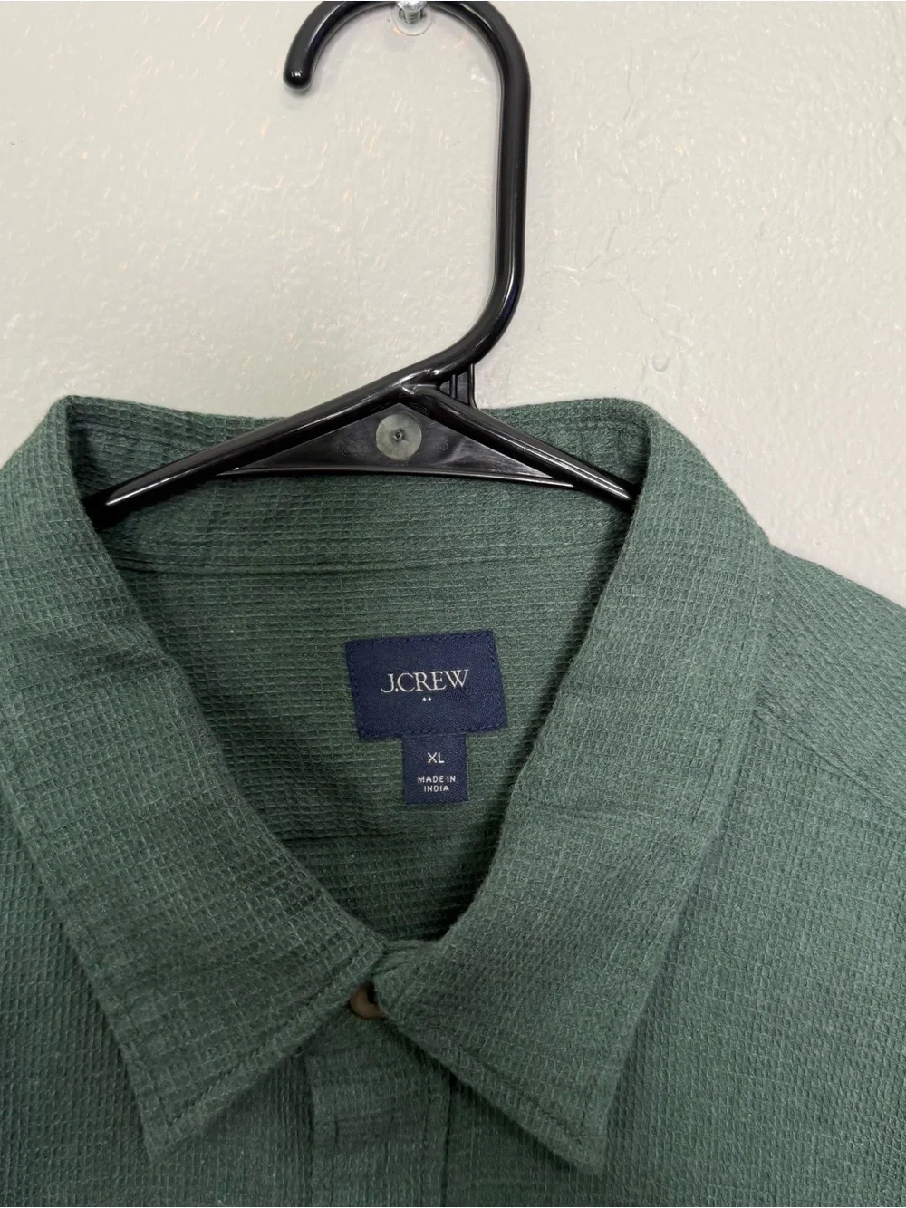 J Crew Heather Sanctuary Green Waffle Dobby Shirt SZ XL
